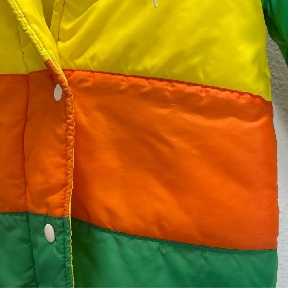 Vintage Kids Jacket Coat Unisex Montgomery Ward Green Yellow 80s